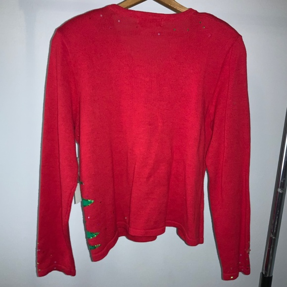 Jack B. Quick Holiday Beaded Sequined Christmas Tree Sweater XL ornaments New - Picture 5 of 7